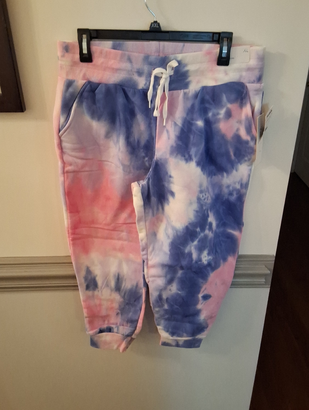 Tie-Dye Women's Jogger Capri - Pink & Blue